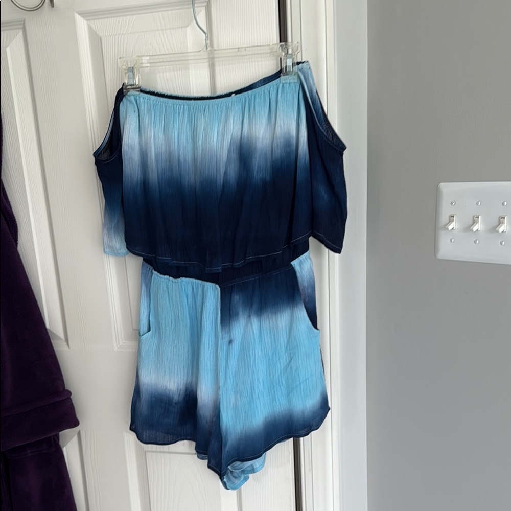 Blue Ombre Off-Shoulder Romper